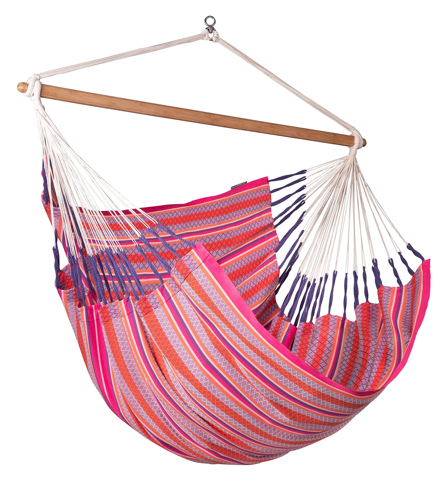 La Siesta Habana Hängesessel Kingsize aus Bio-Baumwolle mit Bambus Spreizstab & 360° Drehgelenk – Premium Hängestuhl für Garten, Balkon & Wohnzimmer