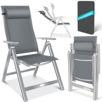 KESSER Gartenstuhl Hochlehner Set – Klappbarer Aluminium Gartenstuhl mit Armlehnen, 7-fach verstellbar, wetterfest & atmungsaktiv