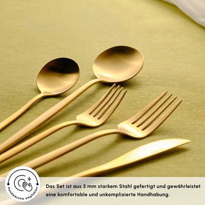Orion Mattgold 30-teiliges Besteckset für 6 Personen, gold